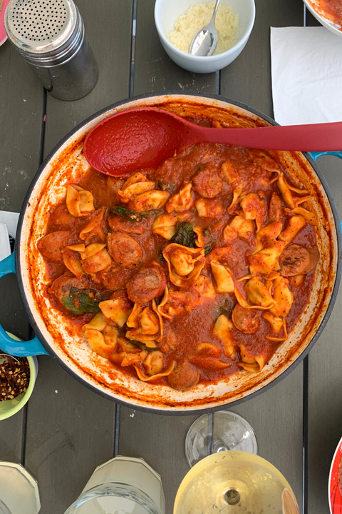 tortellini con salchicha de atun rossonero