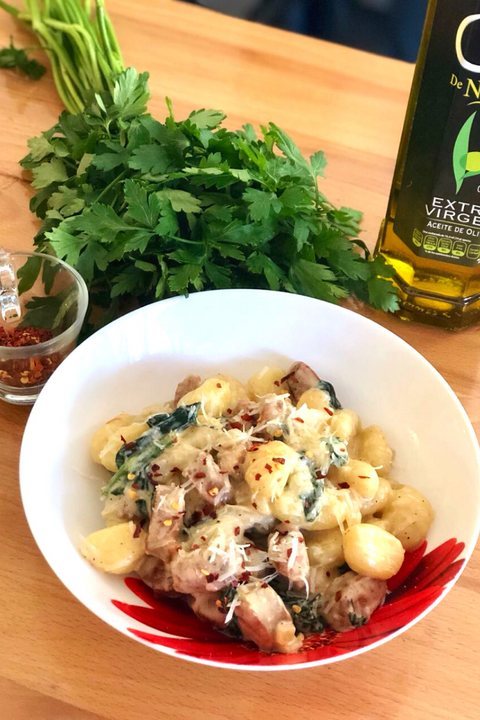 GNOCCHI Y SALCHICHA DE ATUN ROSSONERO