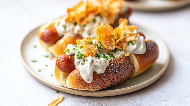 French onion tuna dog